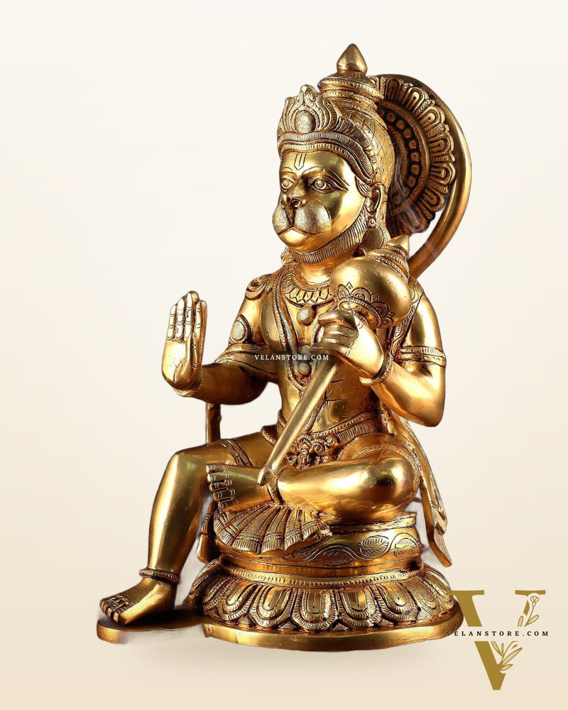 Pure Brass Superfine Large Hanuman Ji Idol | 15 Inch (38.1 cm) | Divine Strength & Protection