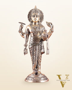 Pure Brass Superfine Lord Dhanvantari Statue with Enhanced Carvings 15 inch matte finish
