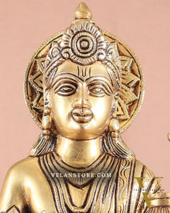 Pure Brass Superfine Lord Dhanvantari Statue with Enhanced Carvings 15 inch