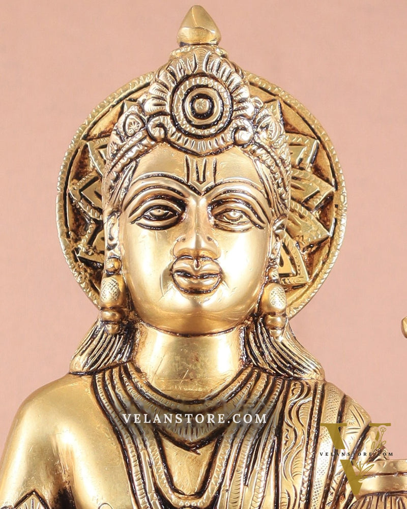 Pure Brass Superfine Lord Dhanvantari Statue with Enhanced Carvings 15 inch