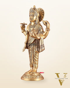 Pure Brass Superfine Lord Dhanvantari Statue with Enhanced Carvings 15 inch