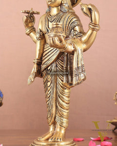 Pure Brass Superfine Lord Dhanvantari Statue with Enhanced Carvings 15 inch