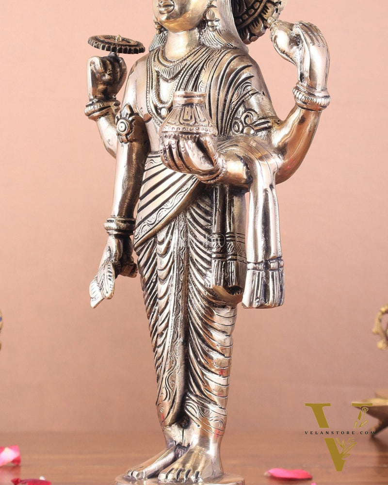 Pure Brass Superfine Lord Dhanvantari Statue with Enhanced Carvings 15 inch matte finish