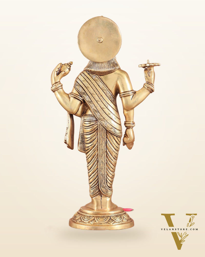 Pure Brass Superfine Lord Dhanvantari Statue with Enhanced Carvings 15 inch