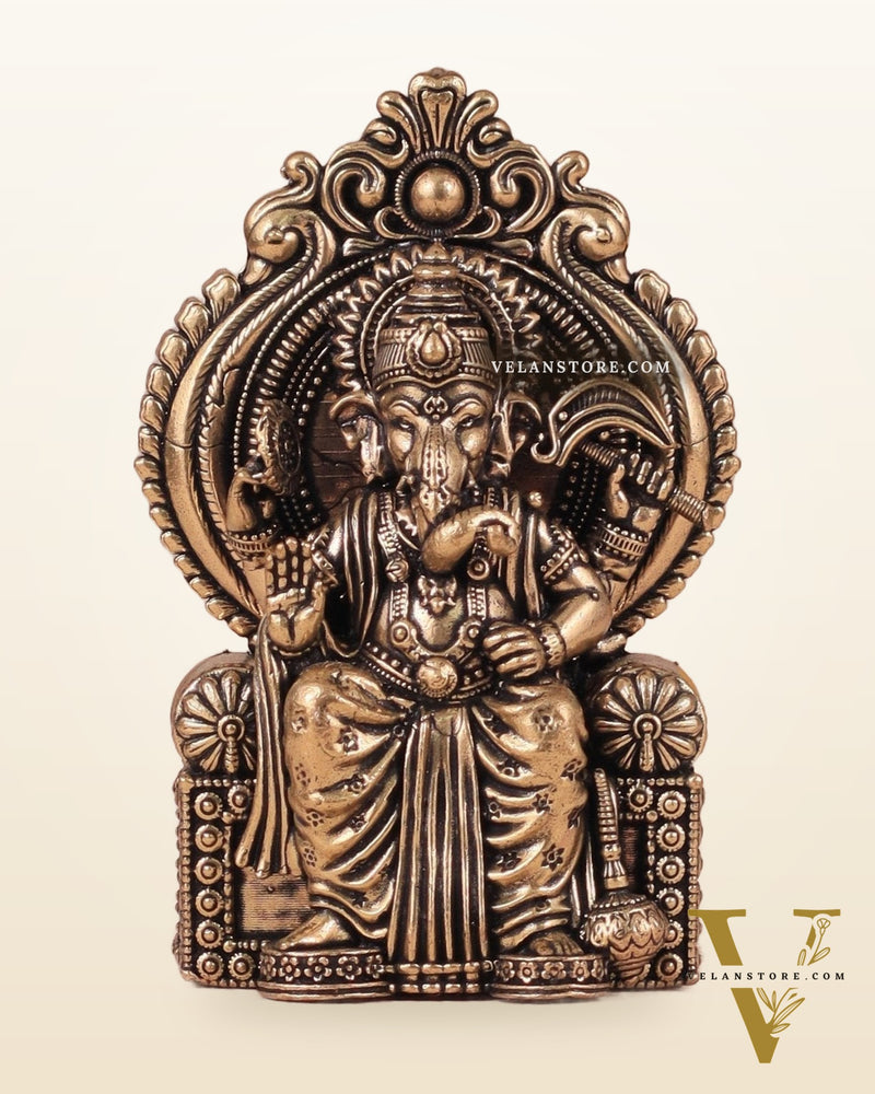 Pure Brass Superfine Lord Ganesha as Lalbaugcha Raja - 3.8"