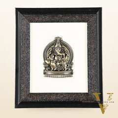 Pure Brass Superfine Lord Ganesha Hanging on Wooden Frame - 9.5 Inch