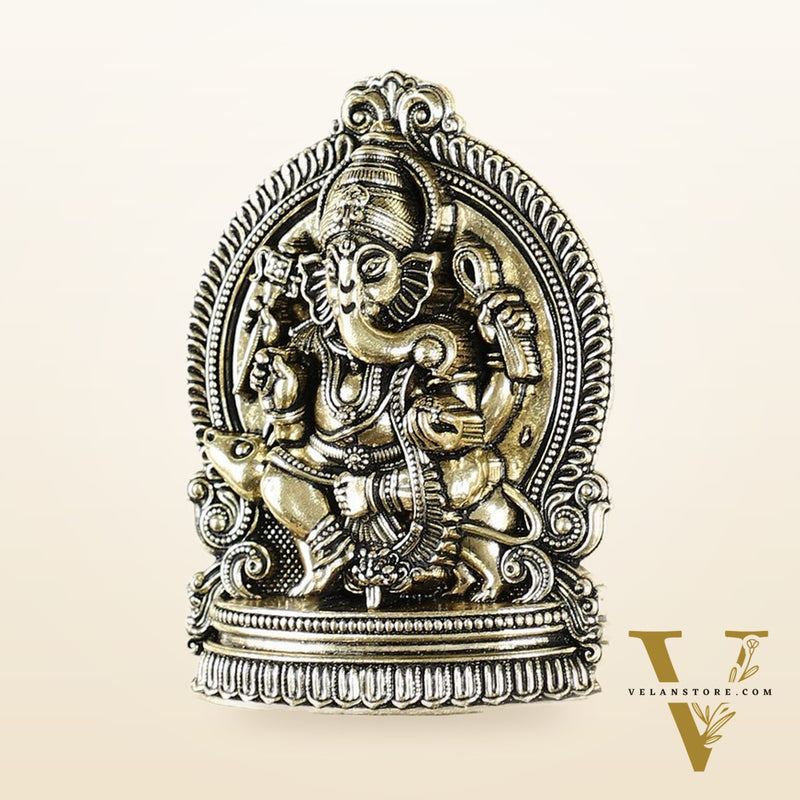 Pure Brass Superfine Lord Ganesha Hanging on Wooden Frame - 9.5 Inch