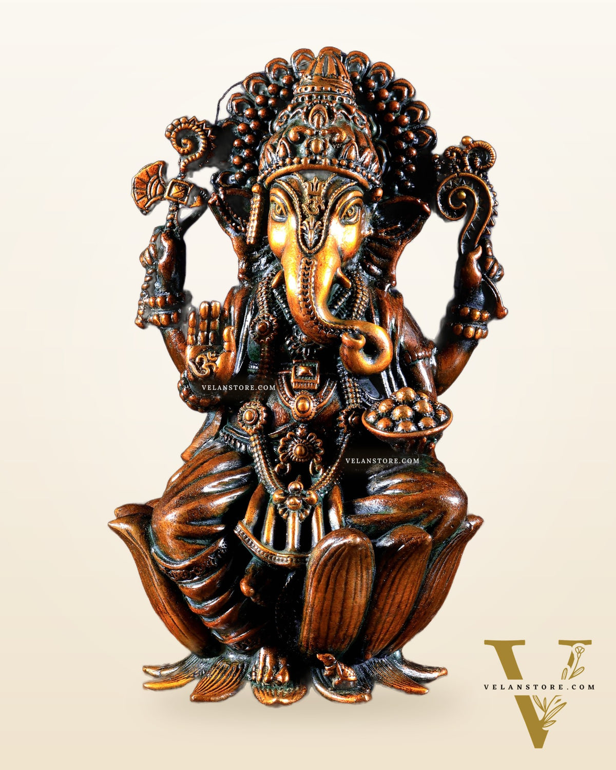 Pure Brass Superfine Lord Ganesha Idol | 6 inch brown tone