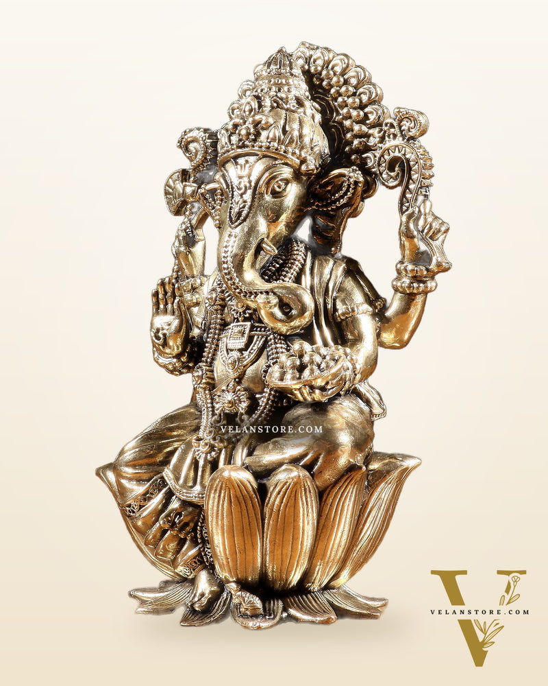 Pure Brass Superfine Lord Ganesha Idol | 6 inch