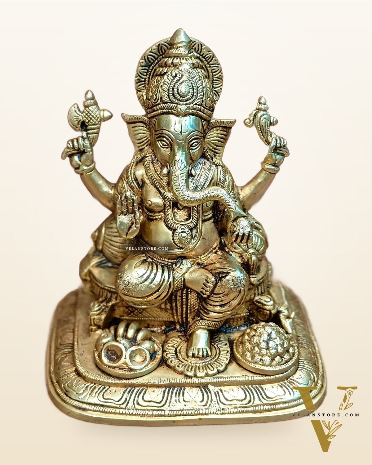 Pure Brass Superfine Lord Ganesha Idol - 9"