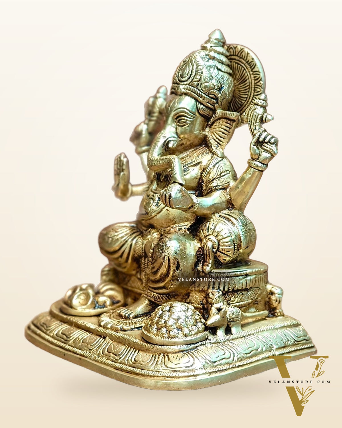 Pure Brass Superfine Lord Ganesha Idol - 9"