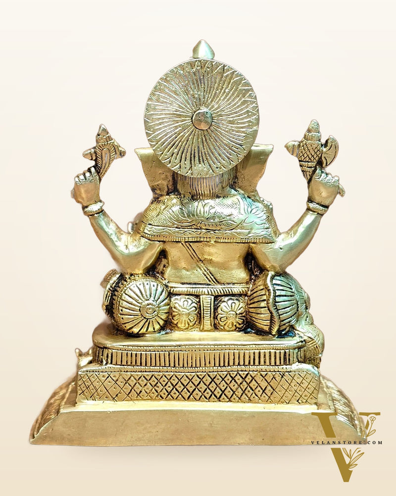 Pure Brass Superfine Lord Ganesha Idol - 9"