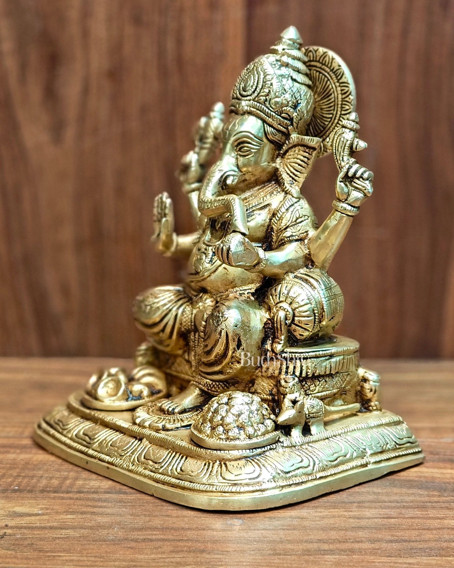Pure Brass Superfine Lord Ganesha Idol - 9"