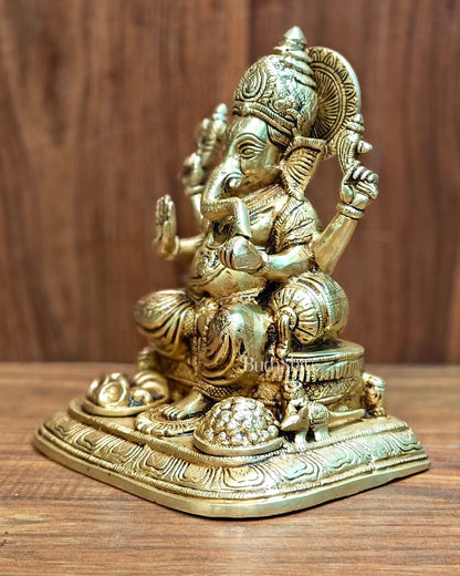 Pure Brass Superfine Lord Ganesha Idol - 9"