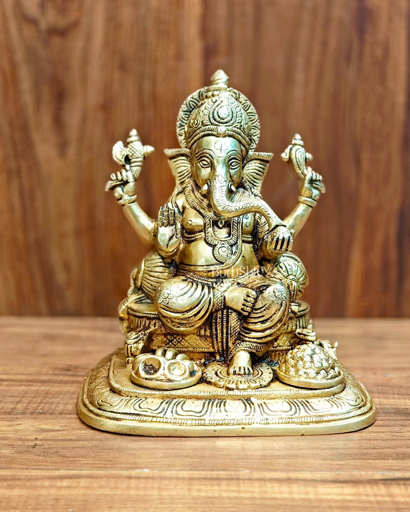 Pure Brass Superfine Lord Ganesha Idol - 9"