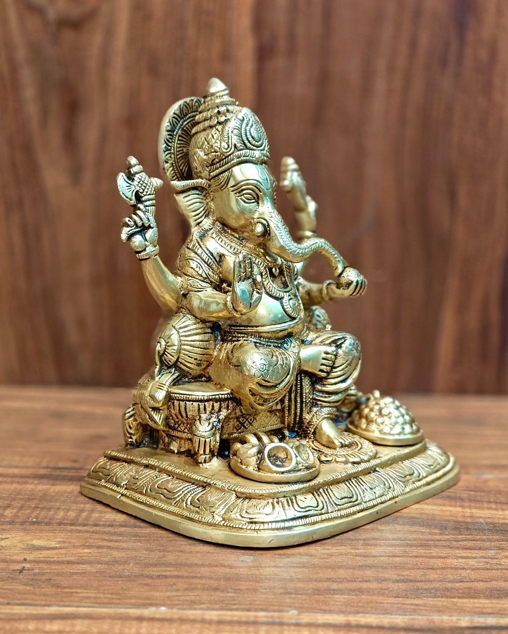 Pure Brass Superfine Lord Ganesha Idol - 9"