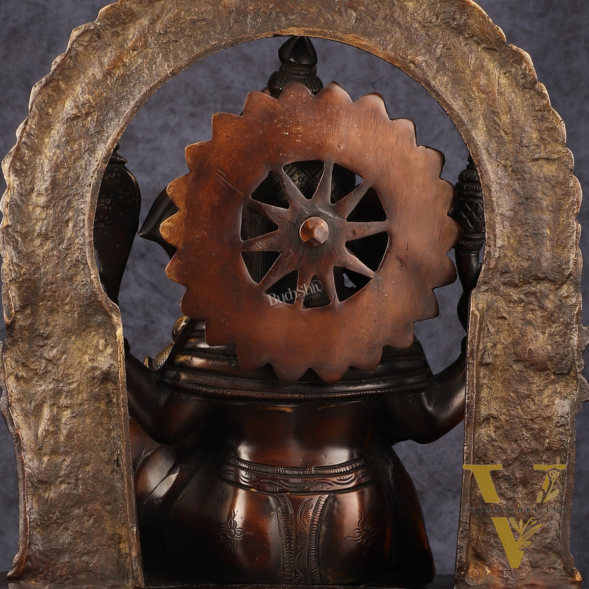 Pure Brass Superfine Lord Ganesha Seated on Throne Dual Tone Sculpture - 17"
