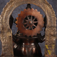 Pure Brass Superfine Lord Ganesha Seated on Throne Dual Tone Sculpture - 17"