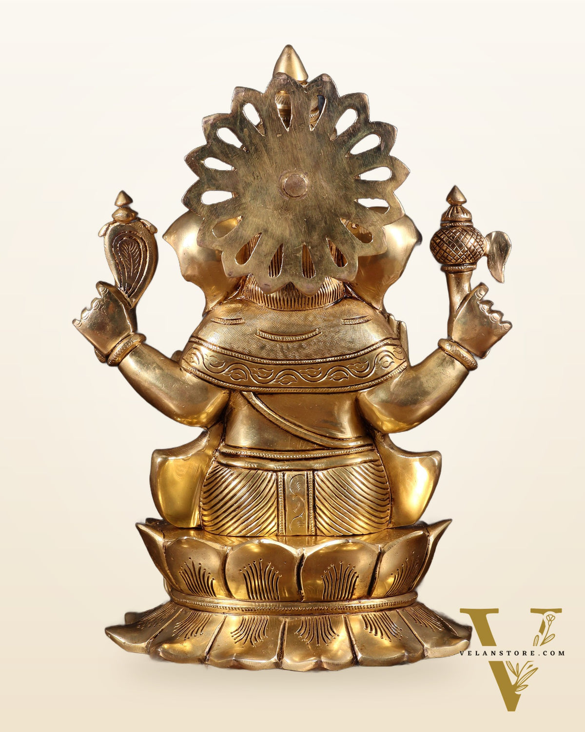 Pure Brass Superfine Lord Ganesha Statue – 14 Inch | Intricately Carved & Majestic Form