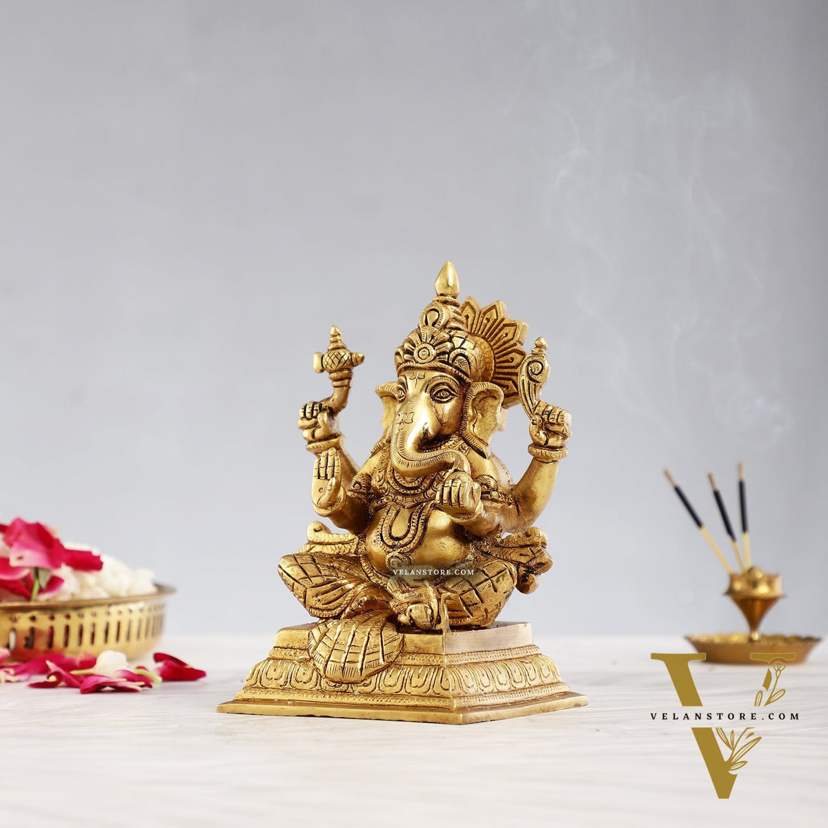 Pure Brass Superfine Lord Ganesha Statue - 6.5 inch