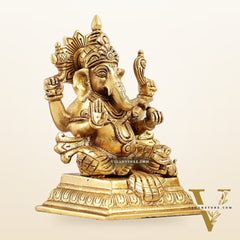 Pure Brass Superfine Lord Ganesha Statue - 6.5 inch