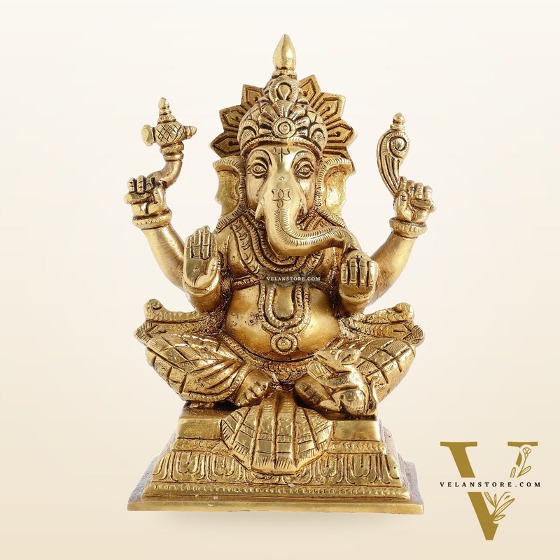 Pure Brass Superfine Lord Ganesha Statue - 6.5 inch