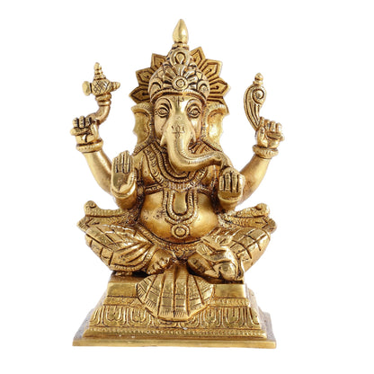 Pure Brass Superfine Lord Ganesha Statue - 6.5 inch
