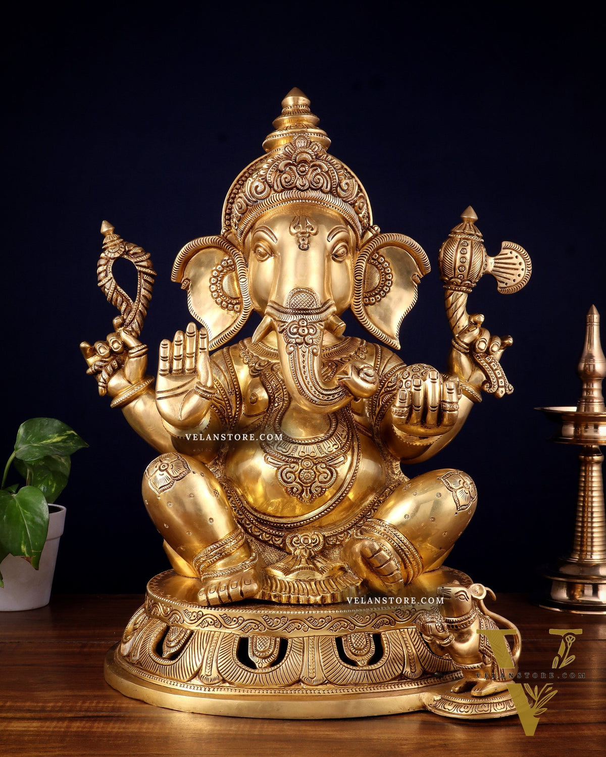 Pure Brass Superfine Lord Ganesha Statue – Large Size 18"