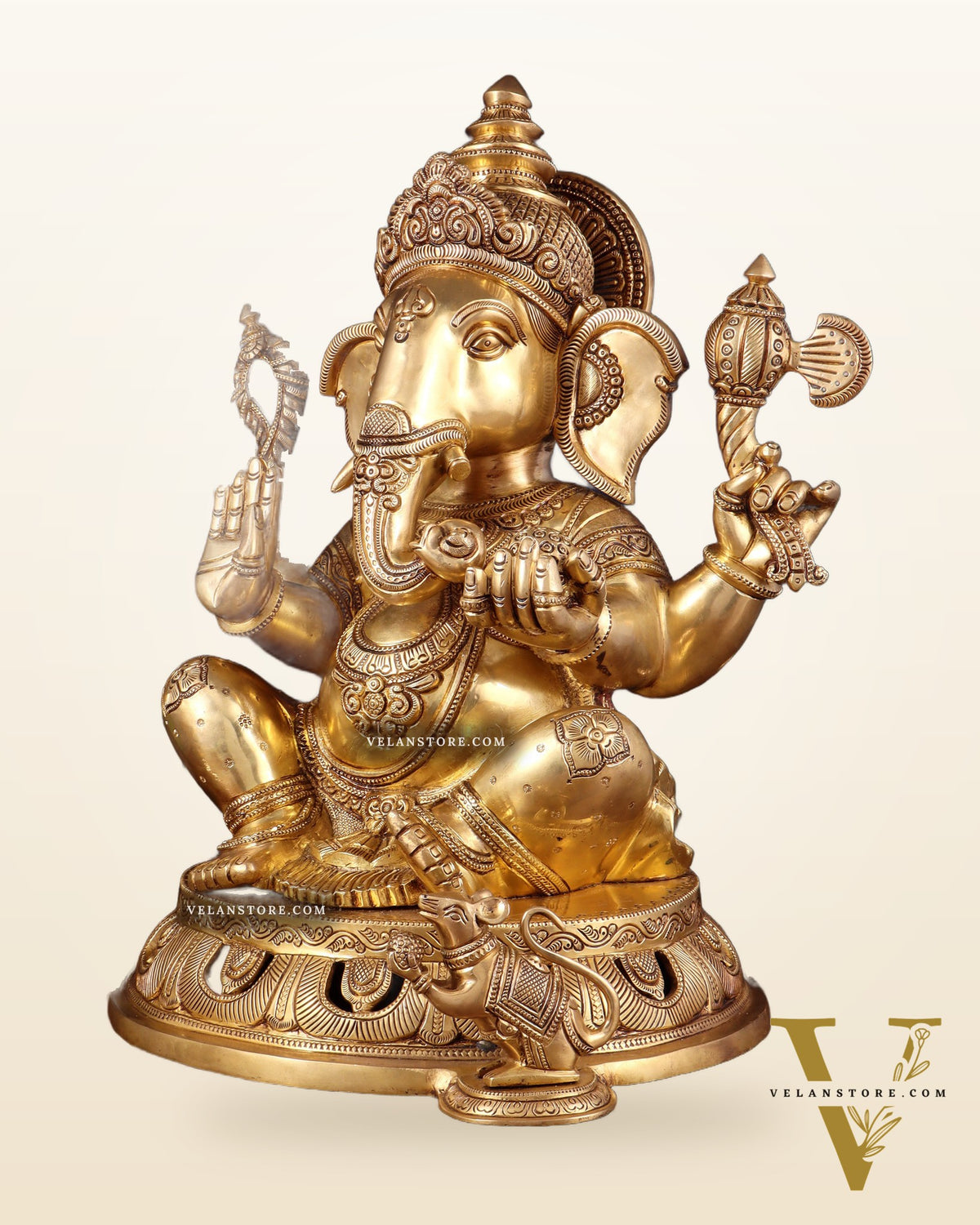 Pure Brass Superfine Lord Ganesha Statue – Large Size 18"