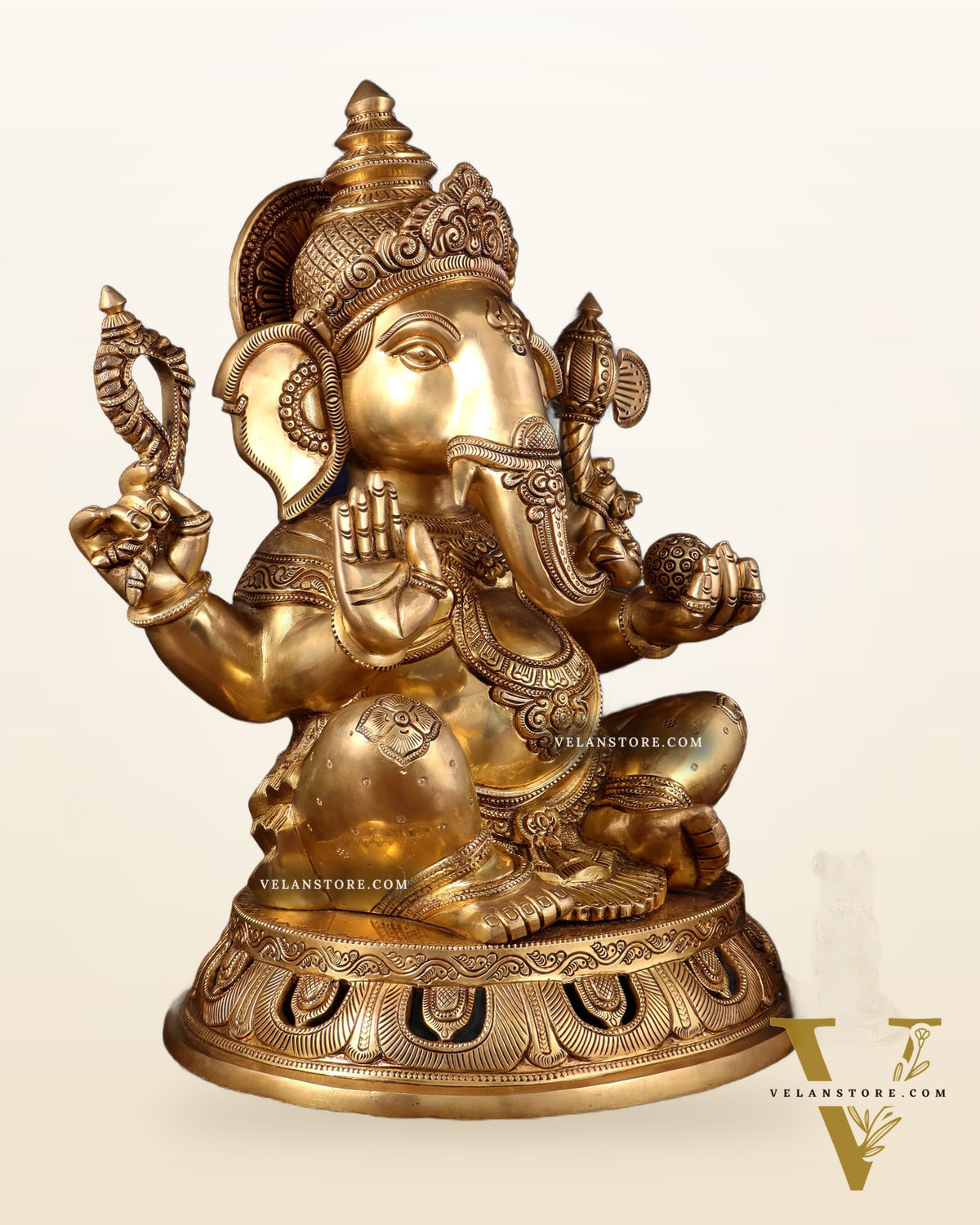 Pure Brass Superfine Lord Ganesha Statue – Large Size 18"