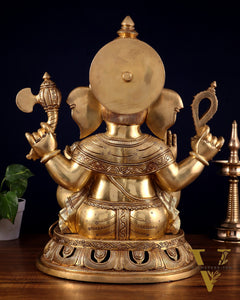 Pure Brass Superfine Lord Ganesha Statue – Large Size 18"