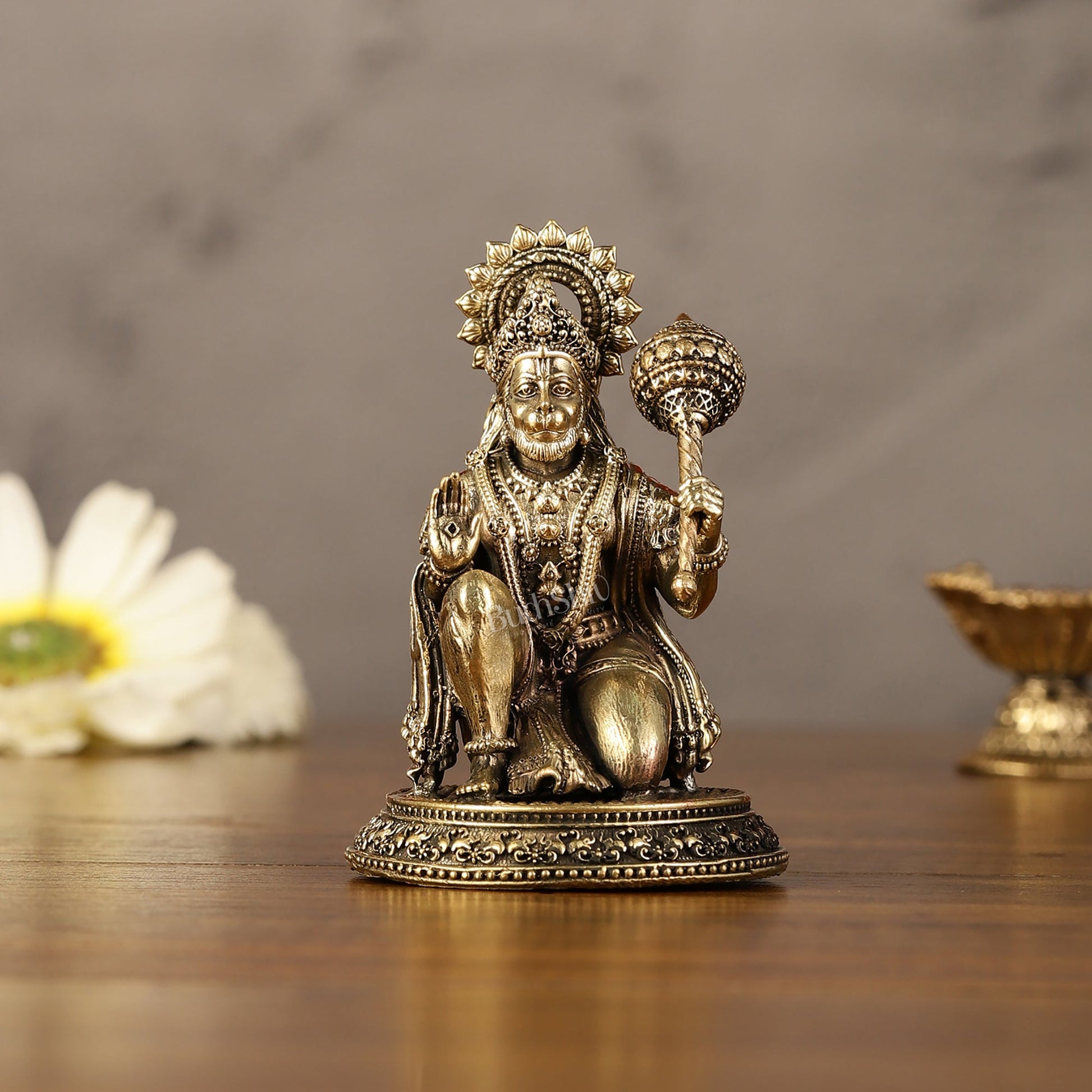 Pure Brass Superfine Lord Hanuman Idol - 3.5 inch
