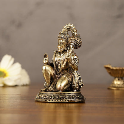 Pure Brass Superfine Lord Hanuman Idol - 3.5 inch