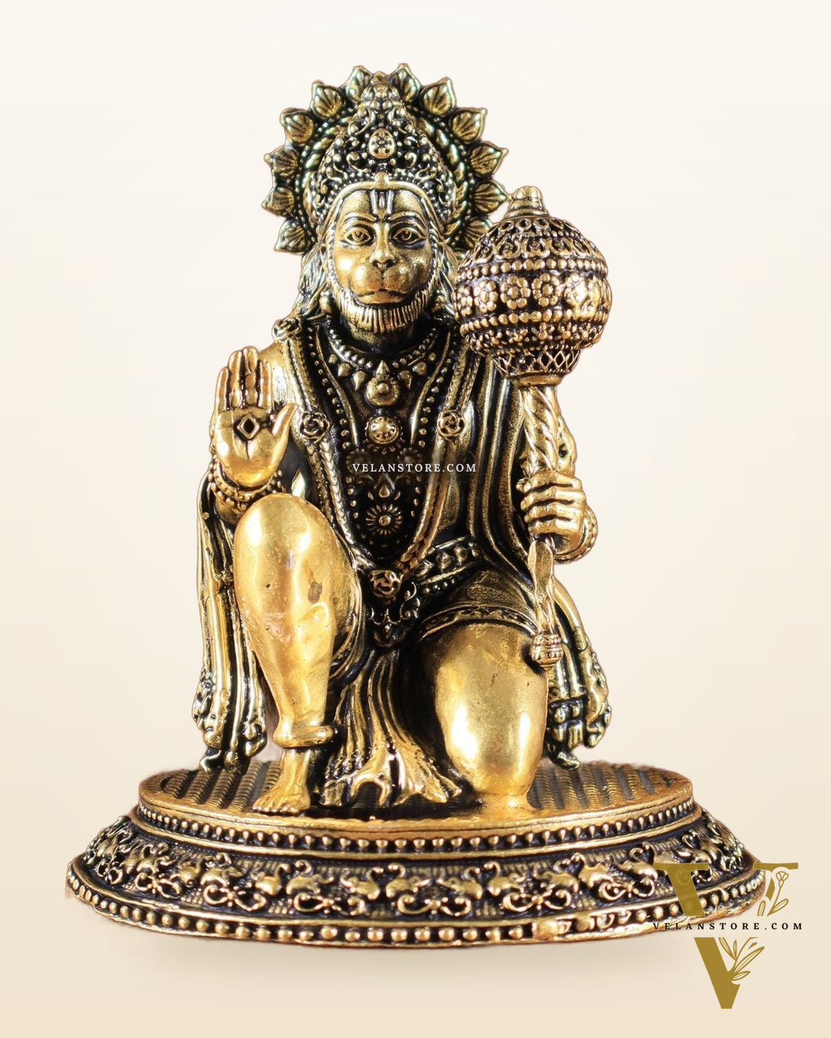 Pure Brass Superfine Lord Hanuman Idol golden tone