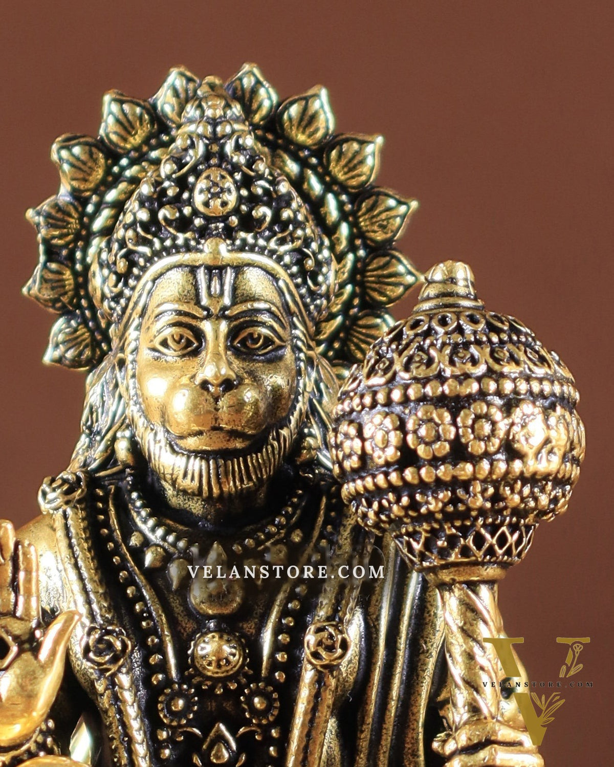 Pure Brass Superfine Lord Hanuman Idol golden tone