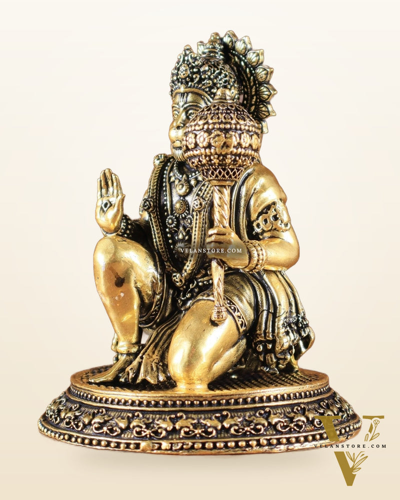 Pure Brass Superfine Lord Hanuman Idol golden tone