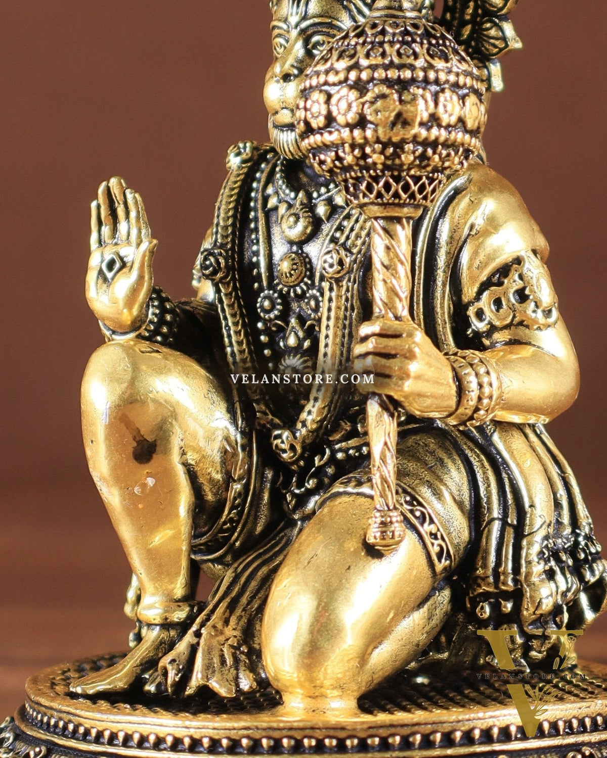 Pure Brass Superfine Lord Hanuman Idol golden tone