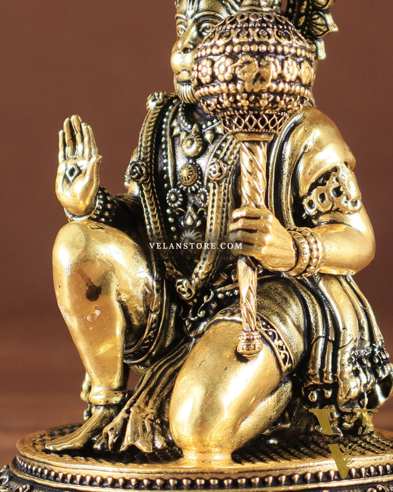 Pure Brass Superfine Lord Hanuman Idol golden tone