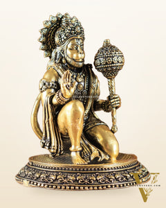 Pure Brass Superfine Lord Hanuman Idol golden tone
