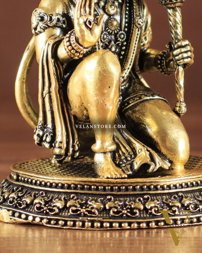 Pure Brass Superfine Lord Hanuman Idol golden tone
