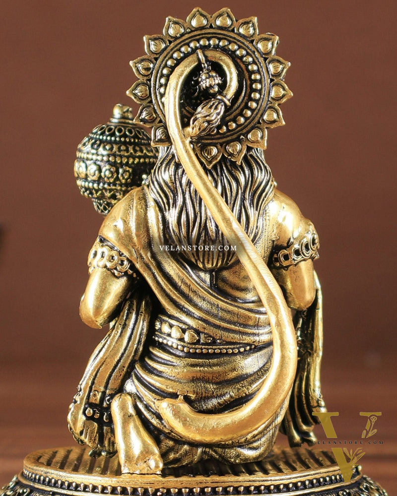 Pure Brass Superfine Lord Hanuman Idol golden tone