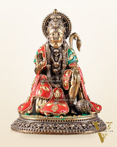 Pure Brass Superfine Lord Hanuman Idol – meenakari 5.5 inch