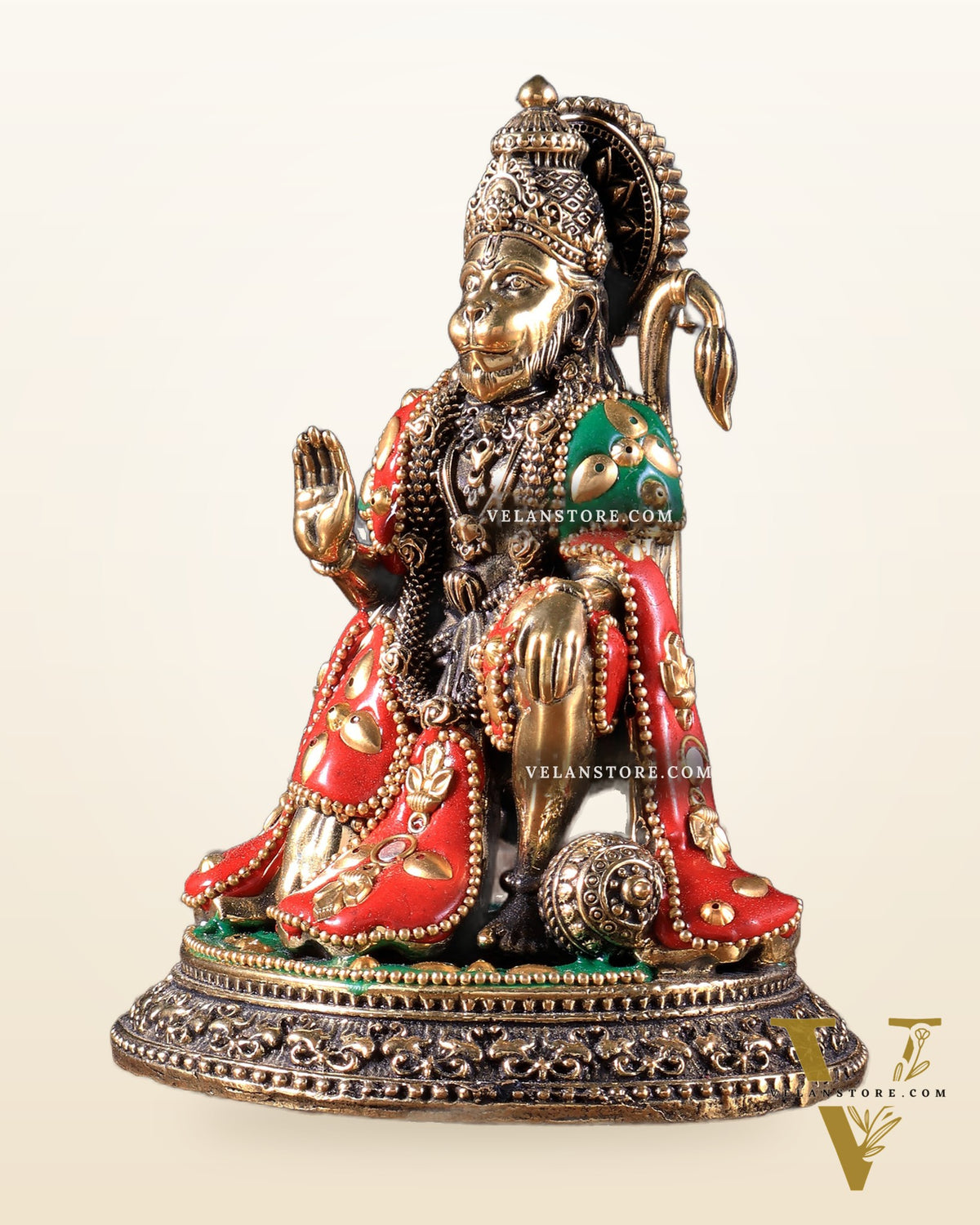 Pure Brass Superfine Lord Hanuman Idol – meenakari 5.5 inch