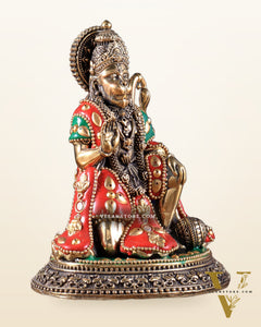 Pure Brass Superfine Lord Hanuman Idol – meenakari 5.5 inch