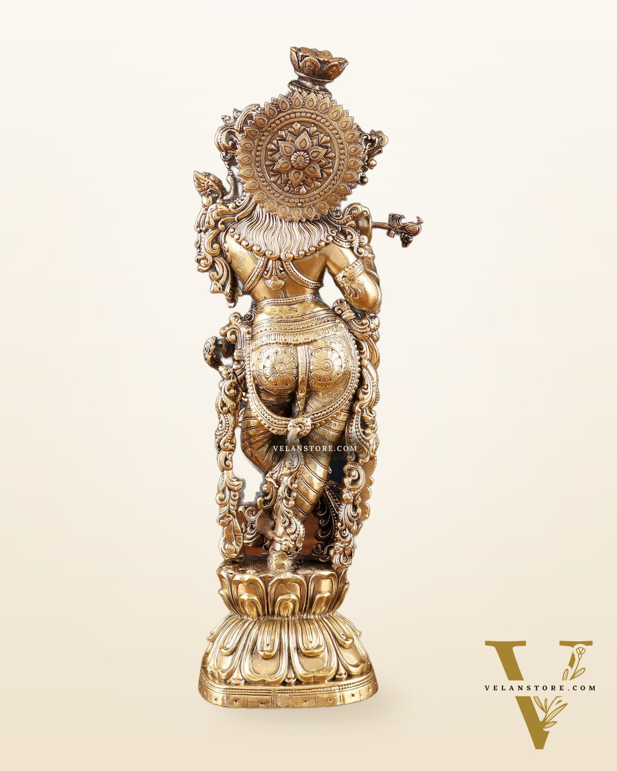 Pure Brass Superfine Lord Krishna Intricate Idol 12"