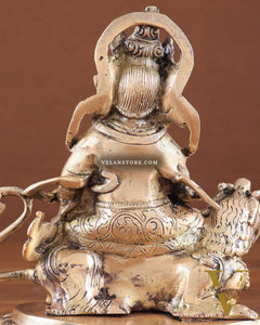 Pure Brass Superfine Lord Kubera Seated on a Lion Statue 7"