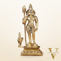 Pure Brass Superfine Lord Murugan Kartikeya Idol Height: 7 inch