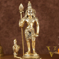 Pure Brass Superfine Lord Murugan Kartikeya Idol Height: 7 inch