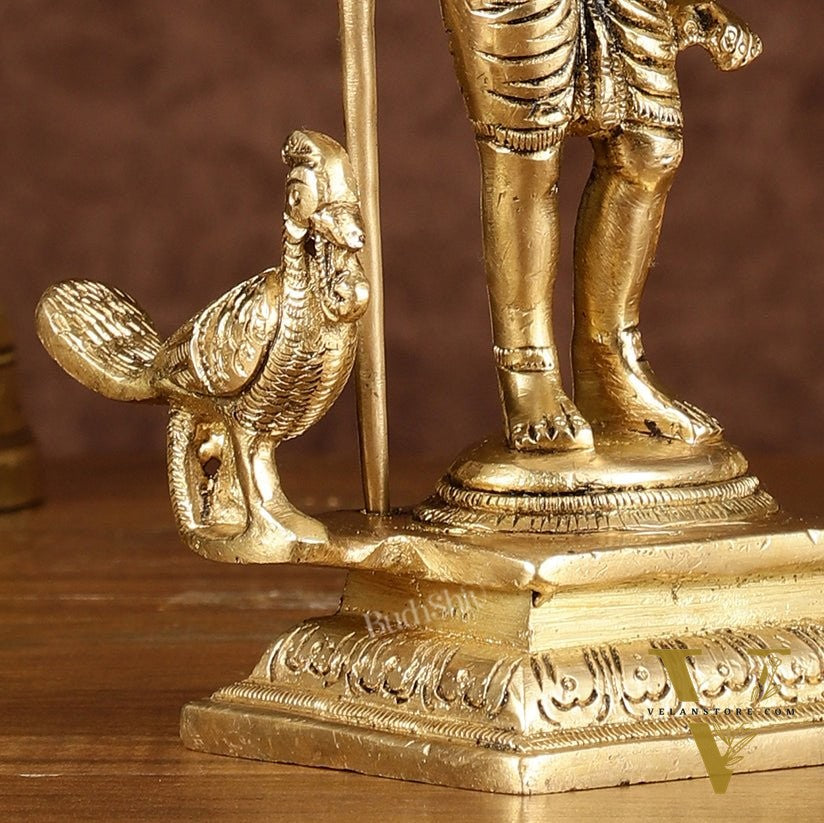 Pure Brass Superfine Lord Murugan Kartikeya Idol Height: 7 inch