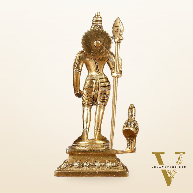 Pure Brass Superfine Lord Murugan Kartikeya Idol Height: 7 inch
